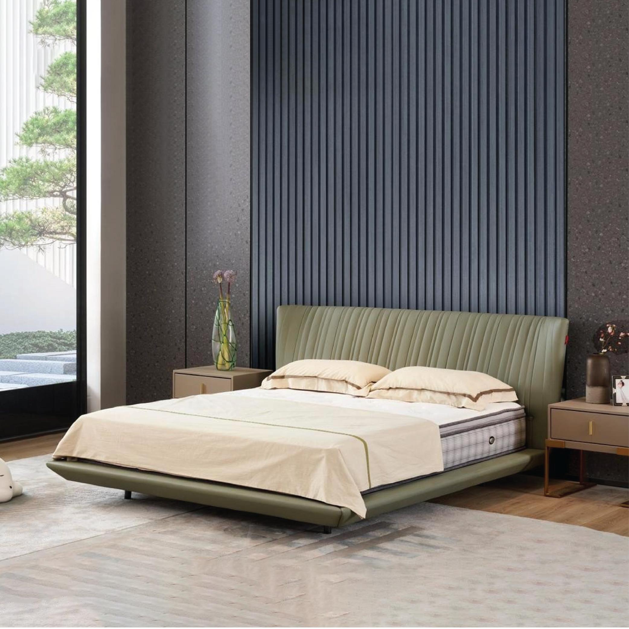 Beige Premium Upholstered Bed