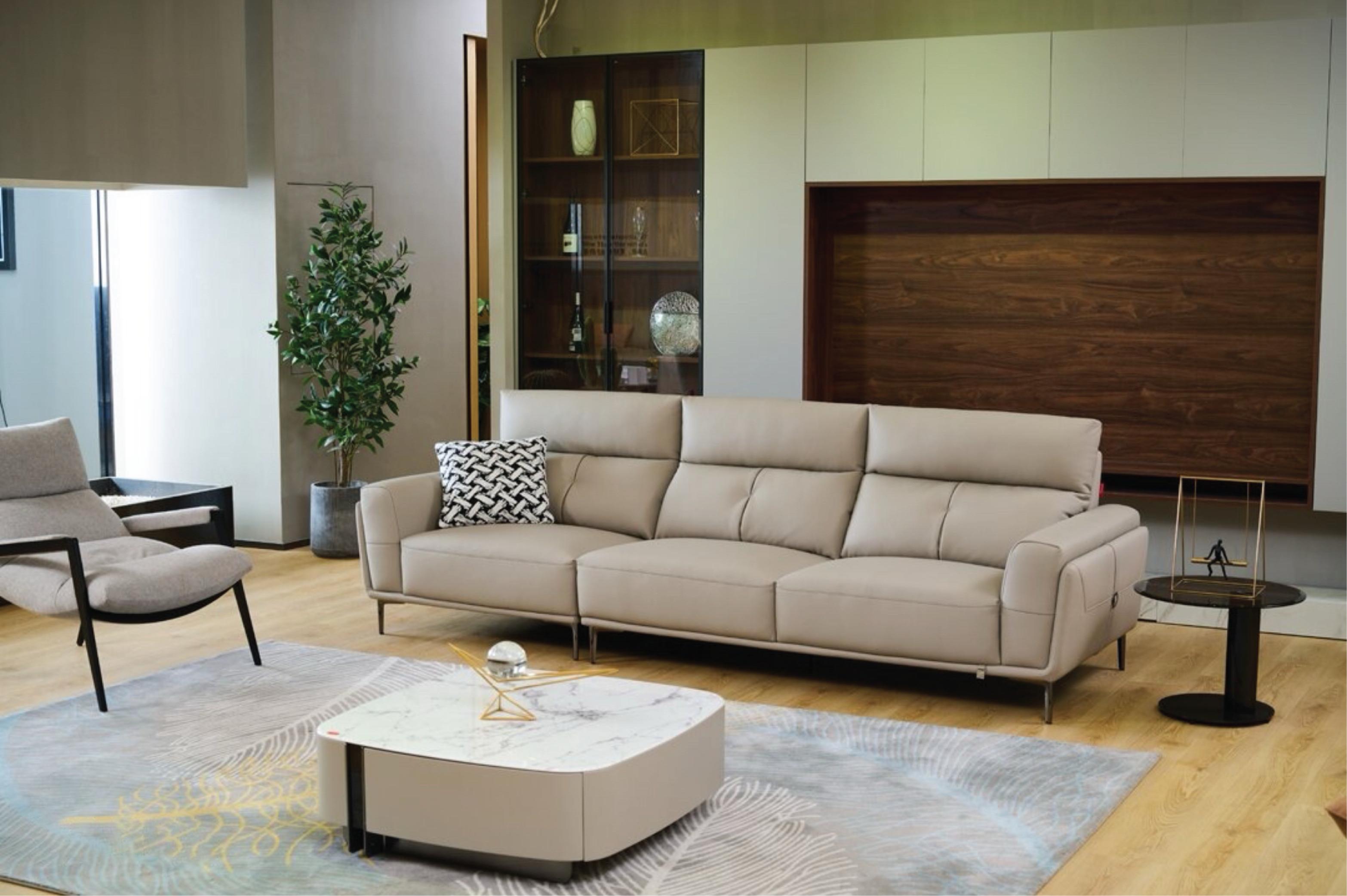 Beige Three-Seater Sofa Set