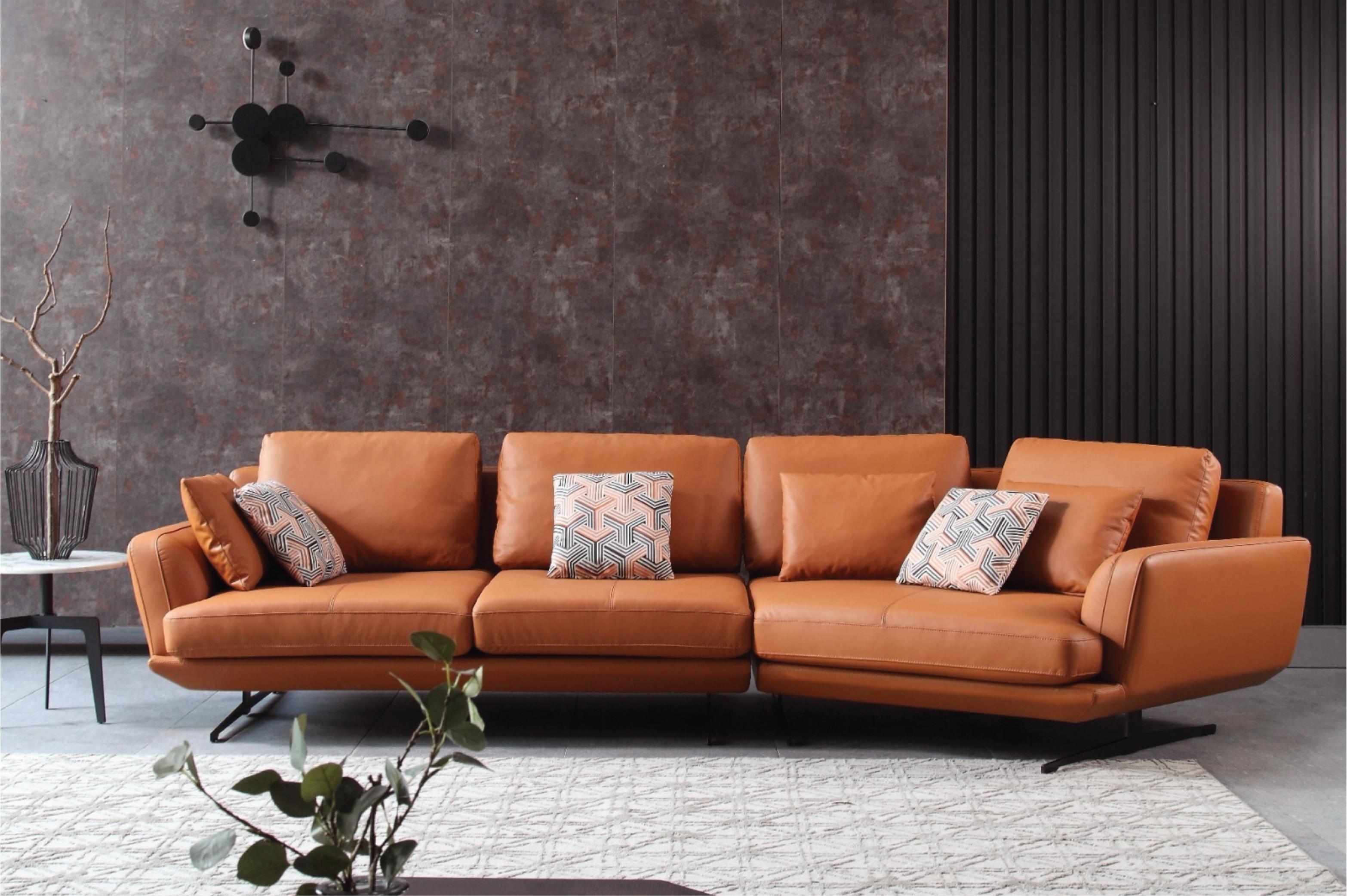 Burnt Orange Leather Sofa Set