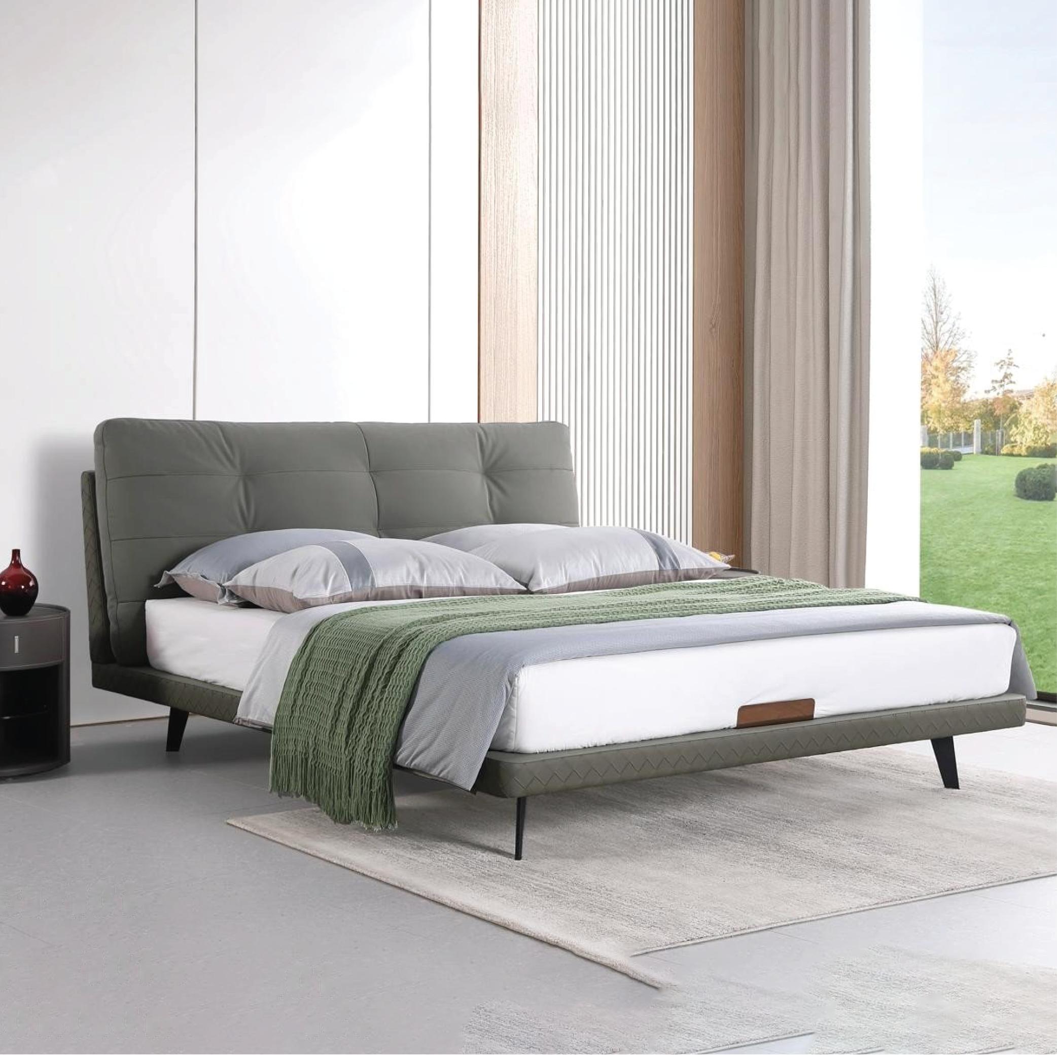 Grey Upholstered Platform Bed