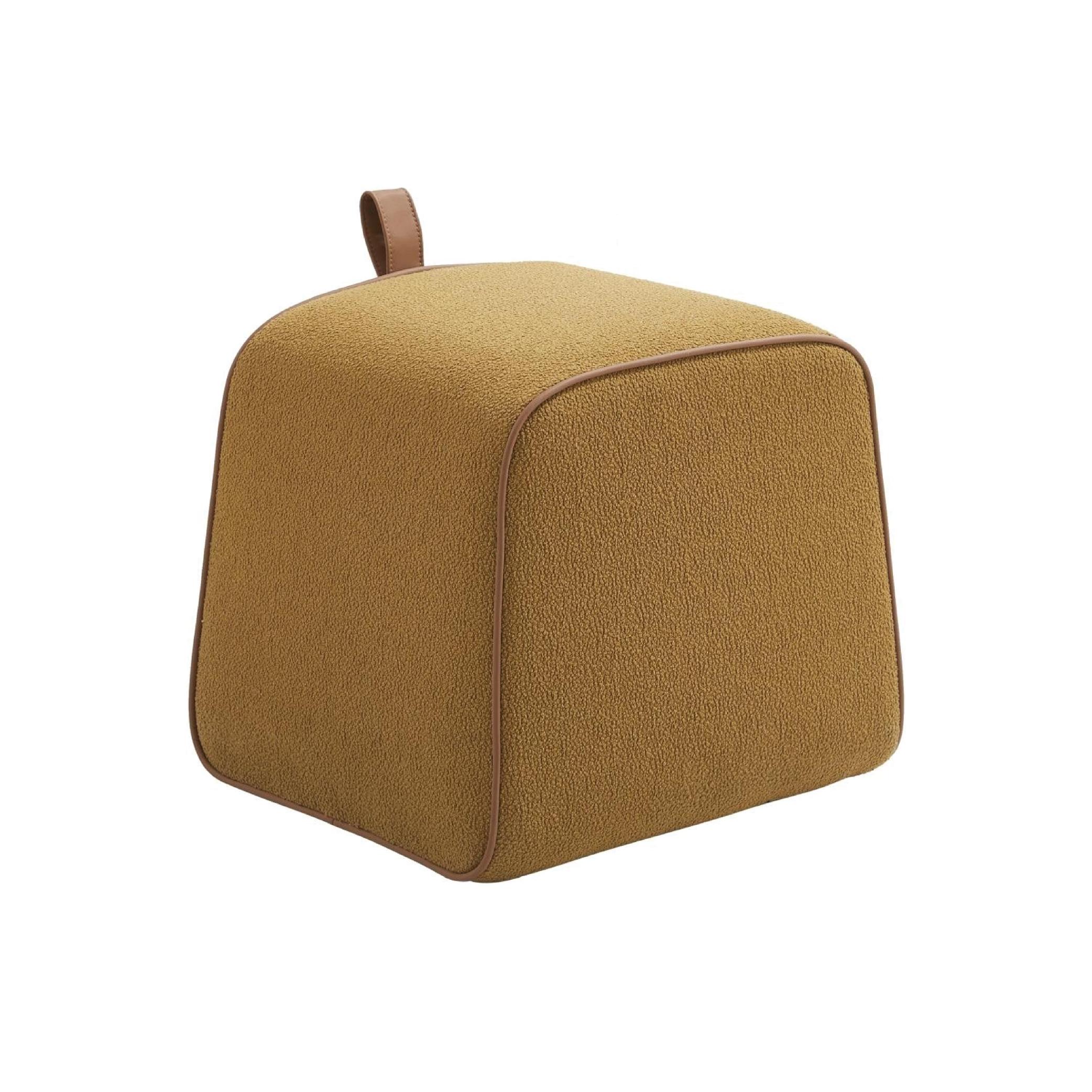 Mustard Fabric Ottoman Pouffe
